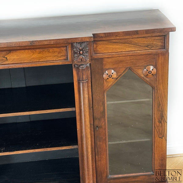 Antique Walnut Side Cabinet with Glazed Doors-Belton & Butler