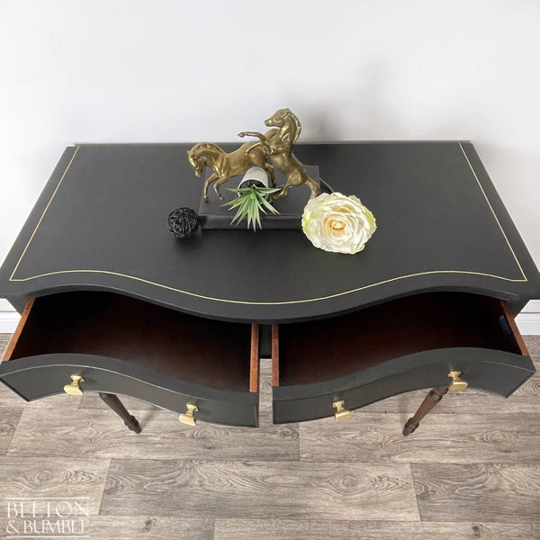 Tall Console or Sofa Table, Bow Fronted with Drawers in Black-Belton & Butler