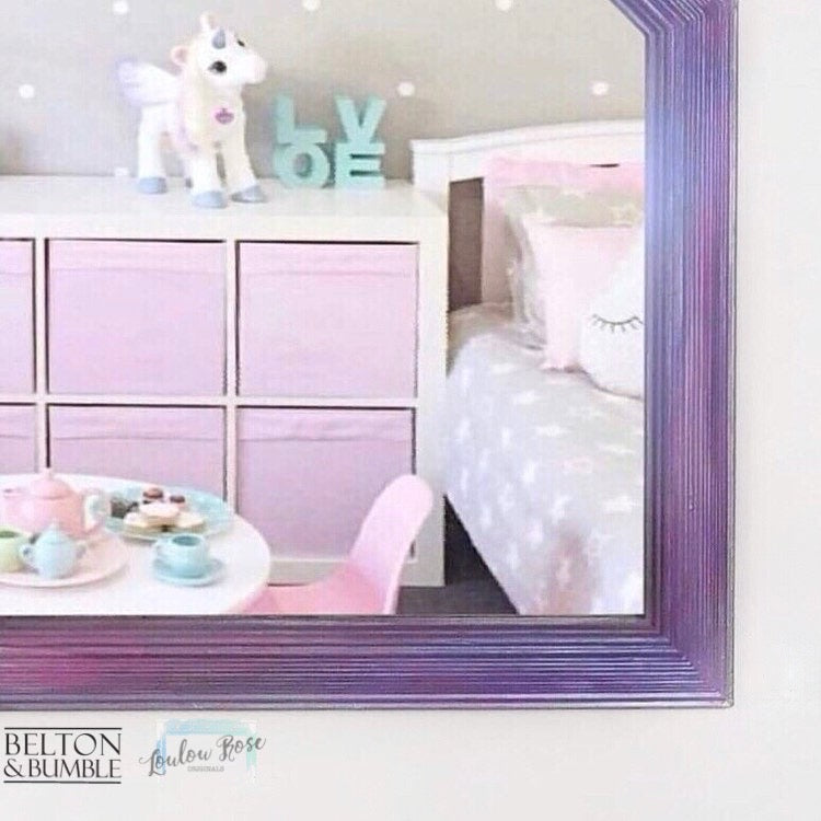 Hand Painted Hexagon Mirror – Pink, Purple & Silver