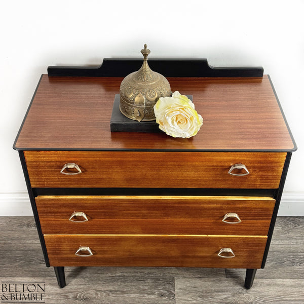 Mid-Century 3-Drawer Chest in Black and Teak-Belton & Butler