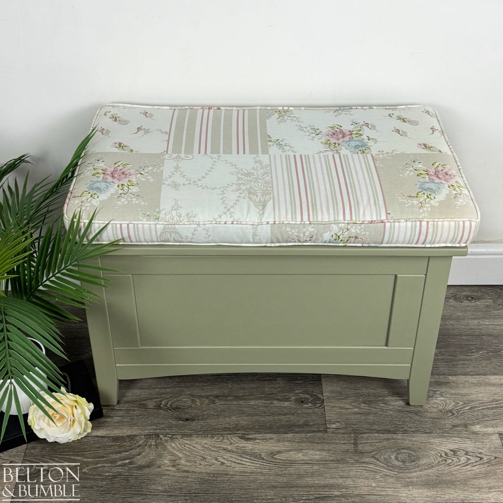 Pine Blanket Box in Lichen Green with Removable Cushion