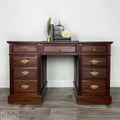 Mahogany Nine Drawer Twin Pedestal Desk-Belton & Bumble