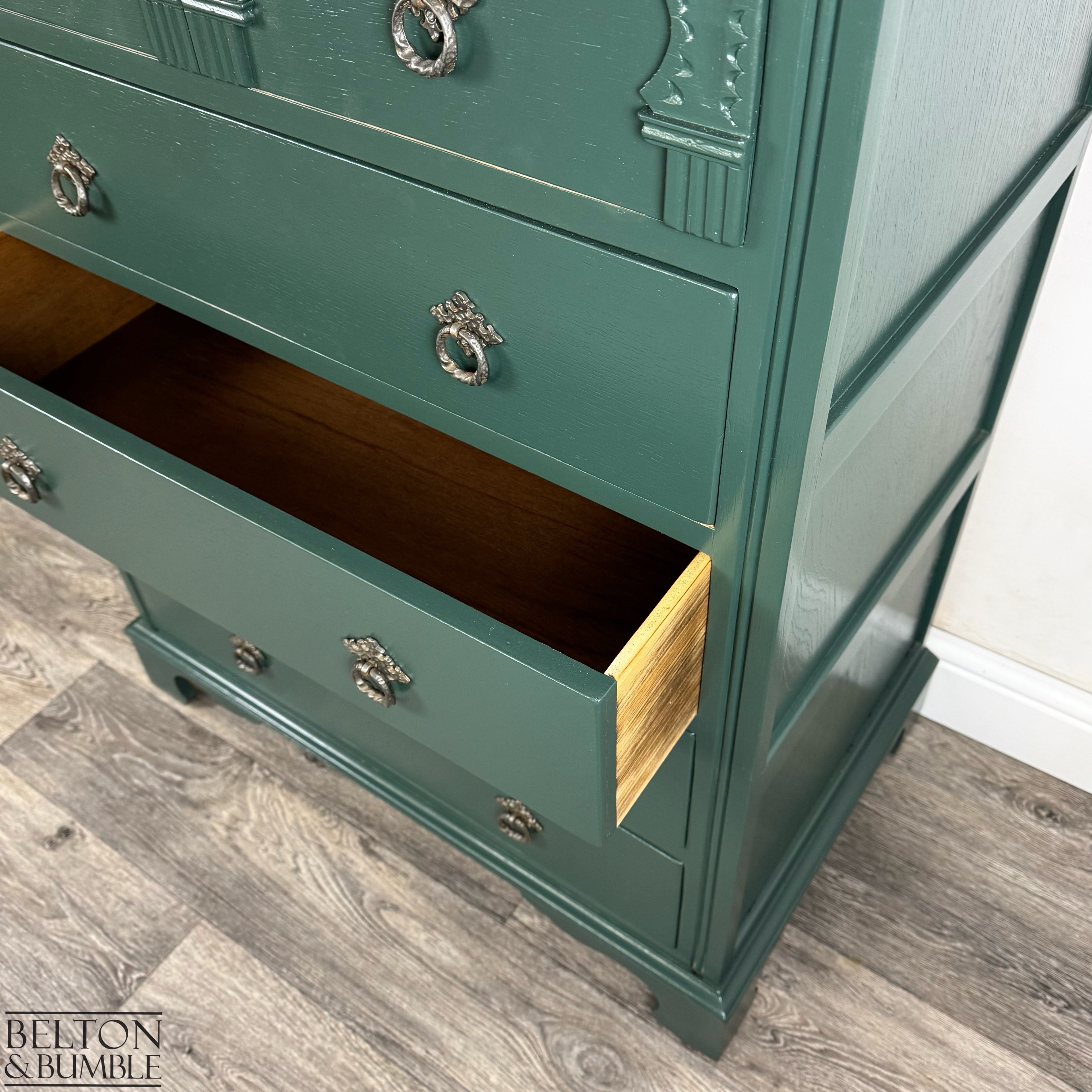 Five Drawer Chest of Drawers in Dark Jewel Green