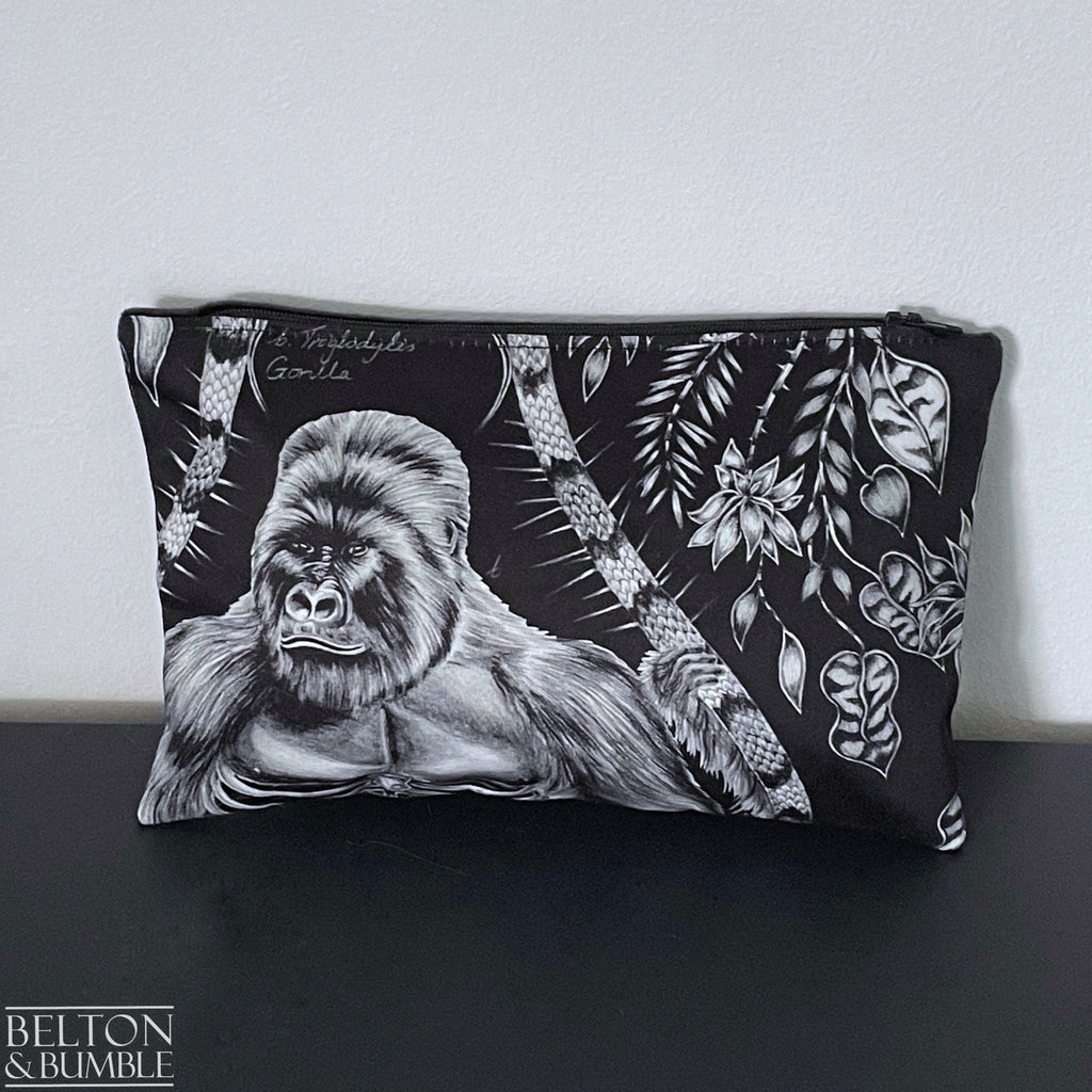 Handmade Make Up / Travel Toiletries Bag in “Silverback” Fabric by Emma Shipley-Belton & Bumble