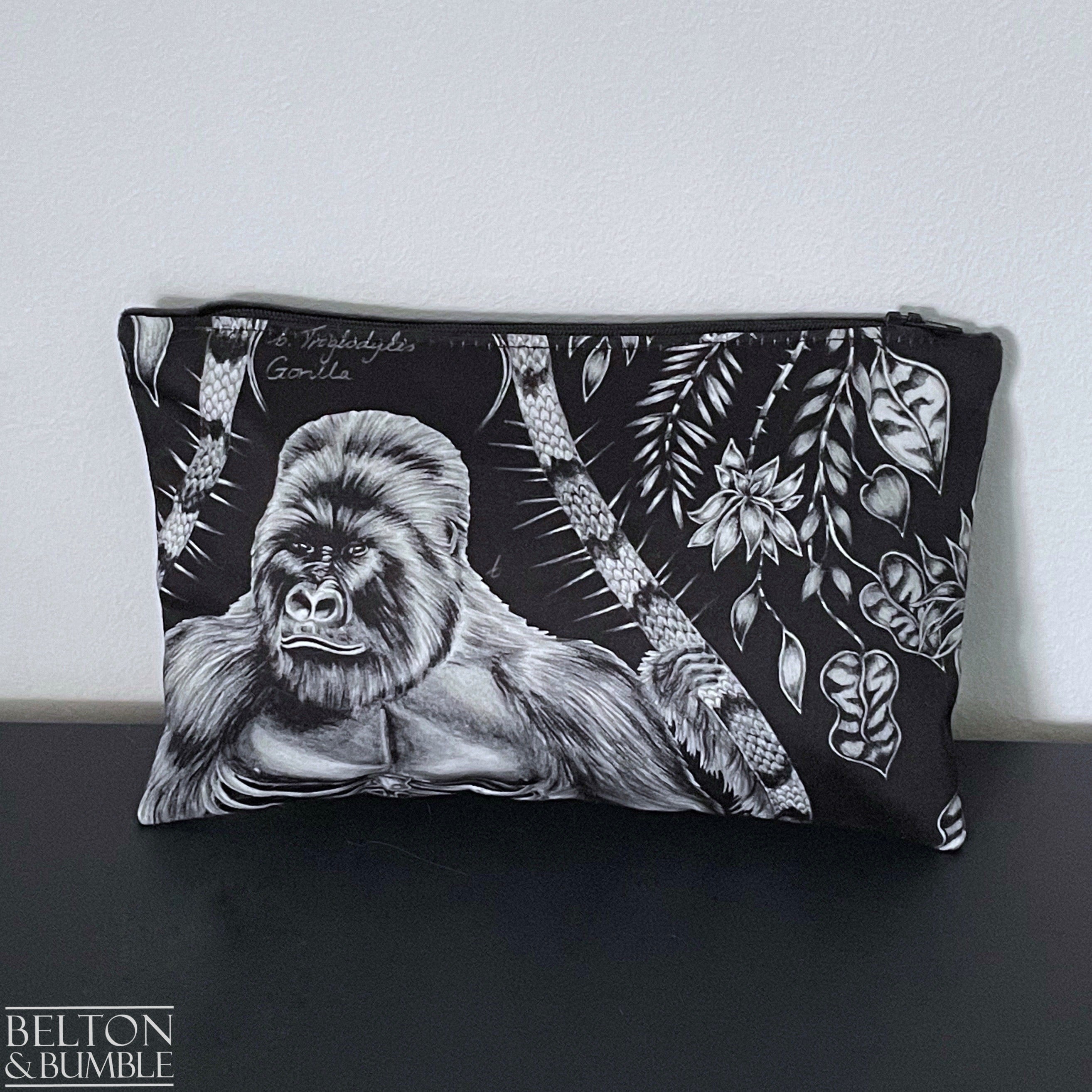 Handmade Make Up / Travel Toiletries Bag in “Silverback” Fabric by Emma Shipley-Belton & Bumble
