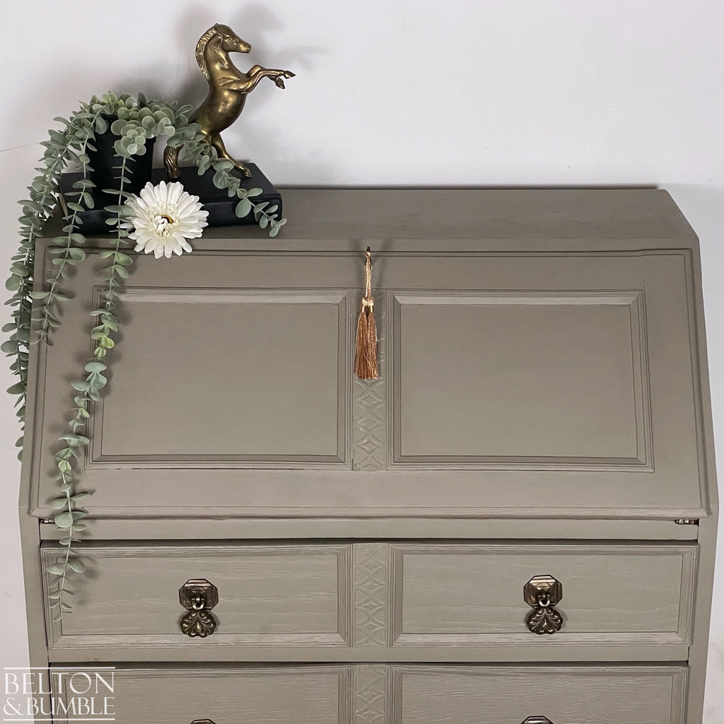 Oak Writing Desk Bureau in Green Grey-Bureau-Belton & Bumble