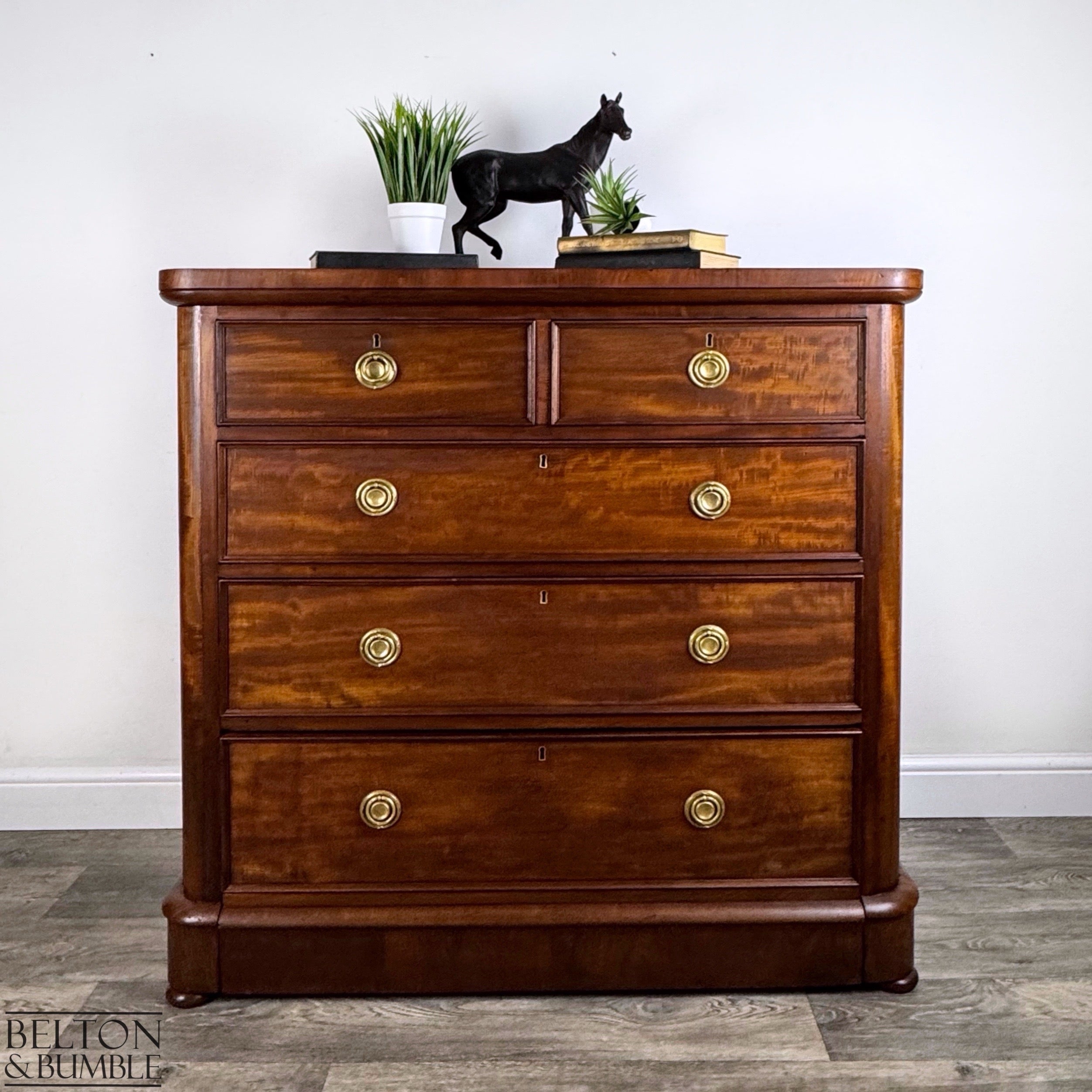 Victorian Mahogany Five Drawer Chest of Drawers-Belton & Bumble