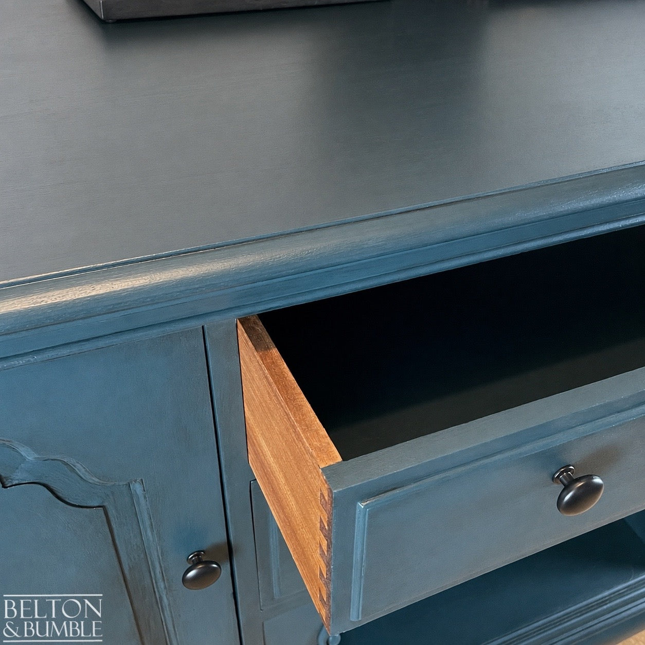 Solid Wood Carved Blue Drinks Cabinet Sideboard