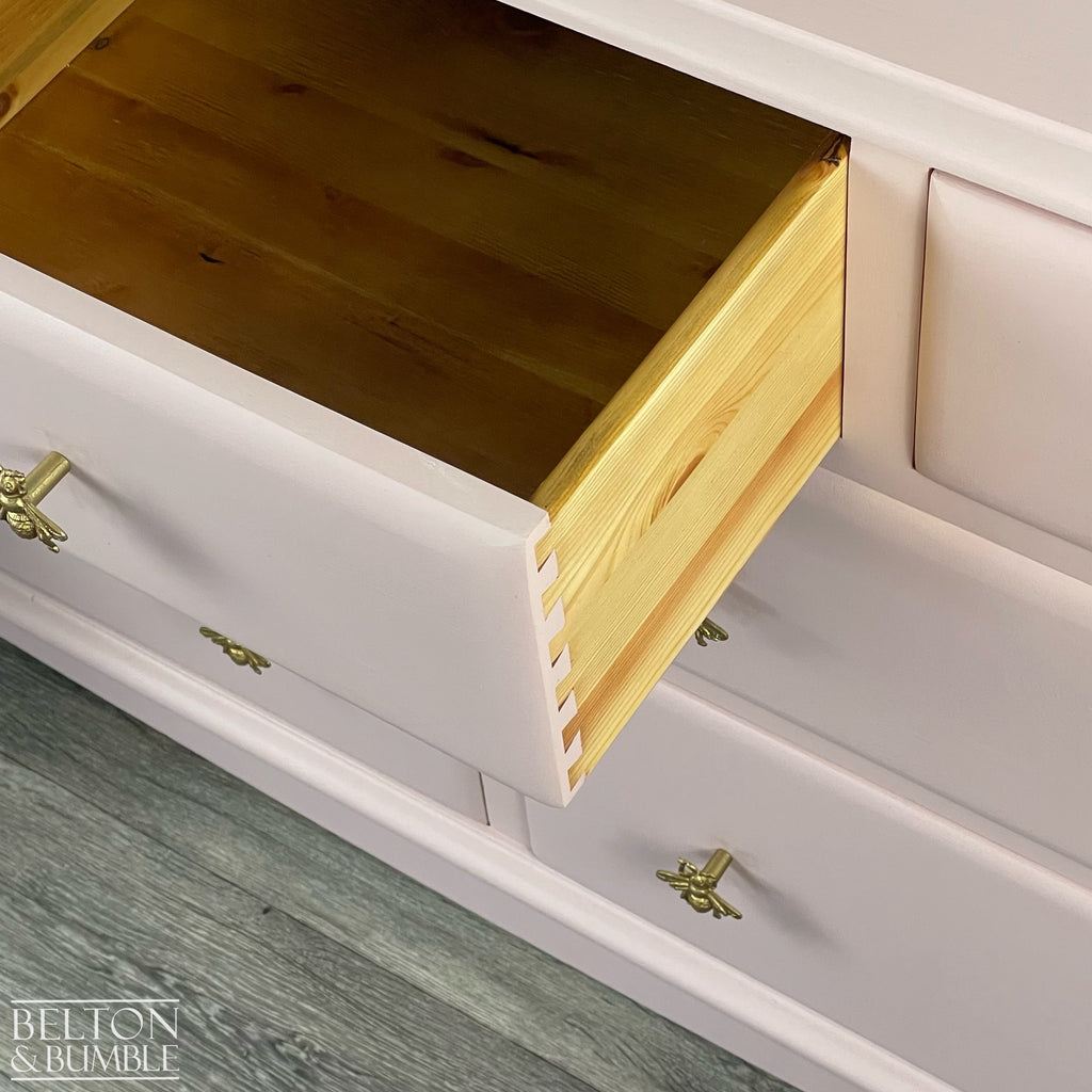 Large Seven Drawer Vintage Pine Merchants Chest of Drawers in Pale Pink-Belton & Bumble
