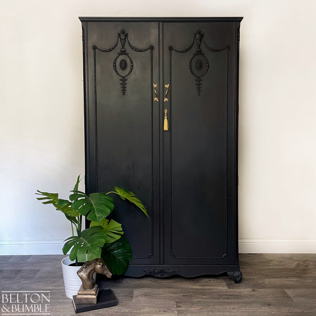 Vintage Solid Wood Bedside Drawers in Black-Wardrobe-Belton & Bumble