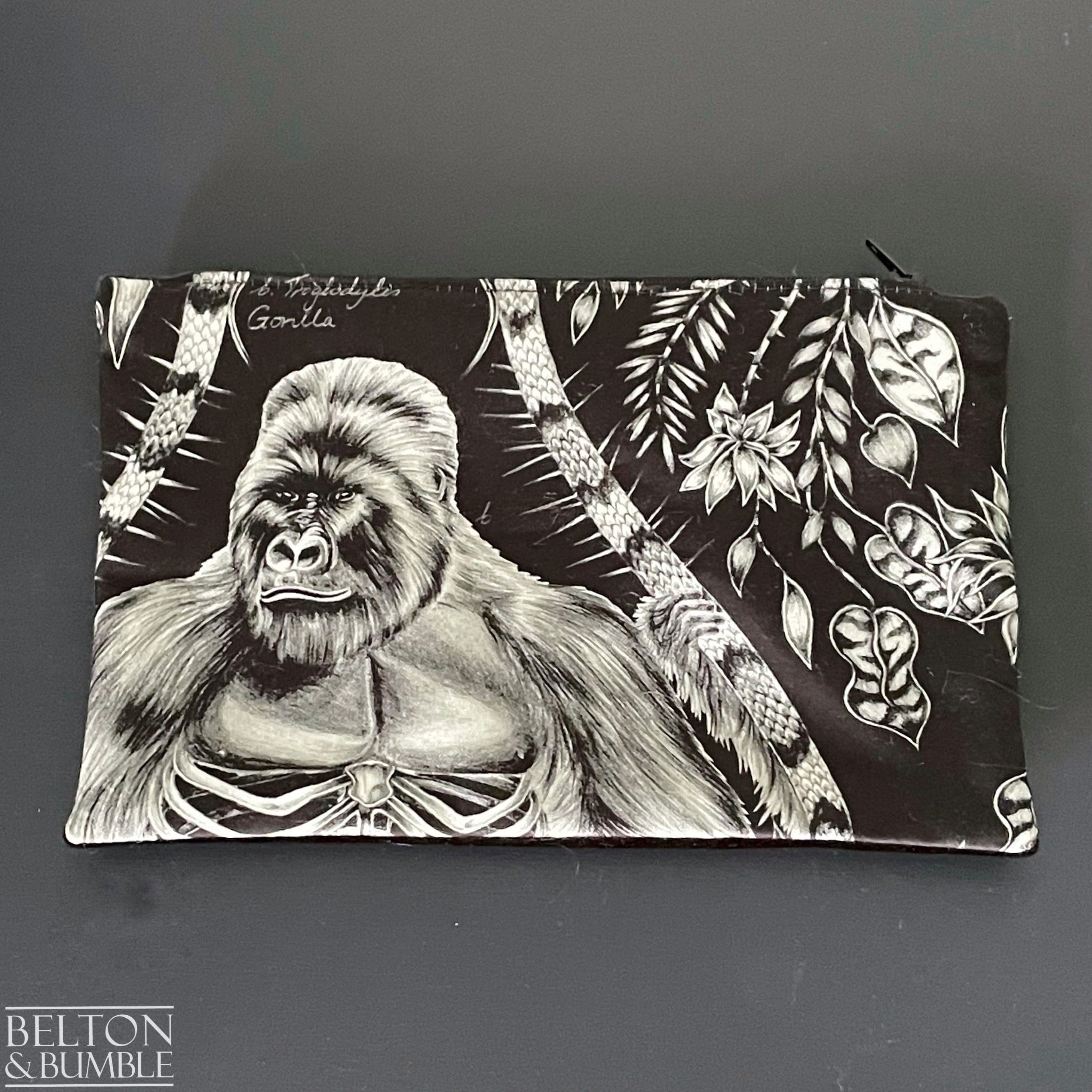 Handmade Make Up / Travel Toiletries Bag in “Silverback” Fabric by Emma Shipley-Belton & Bumble