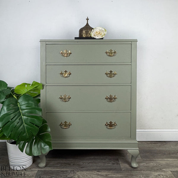 Four Drawer Mahogany Chest of Drawers in Light Sage Green