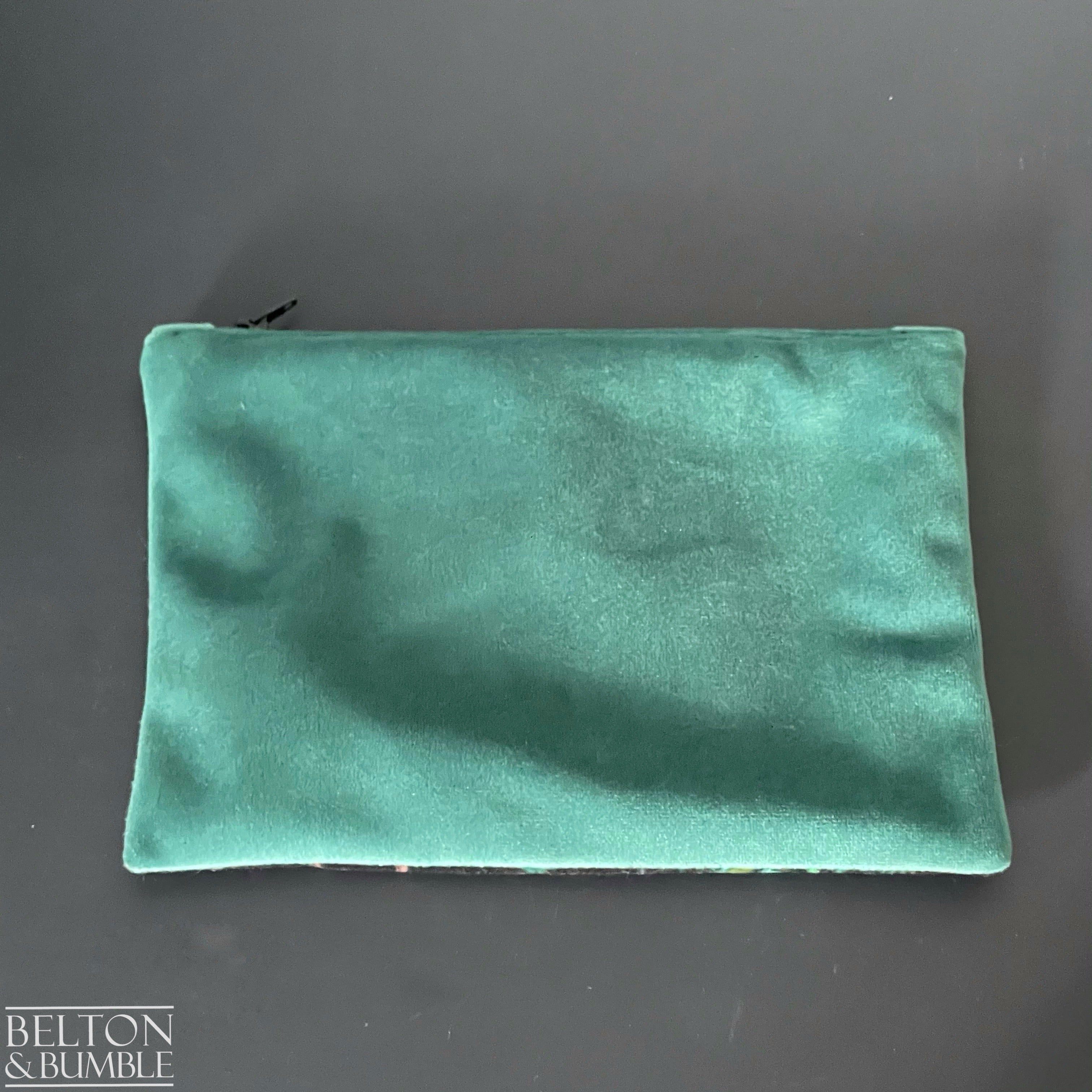 Handmade Make Up / Travel Toiletries Bag in “Silverback” Velvet Fabric by Emma Shipley-Belton & Bumble
