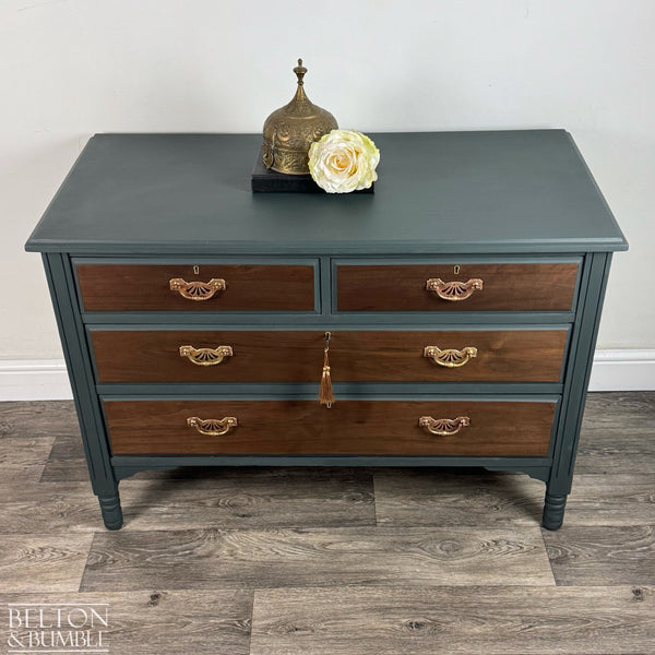 Four Drawer Mahogany & Walnut Chest of Drawers in Green-Belton & Butler