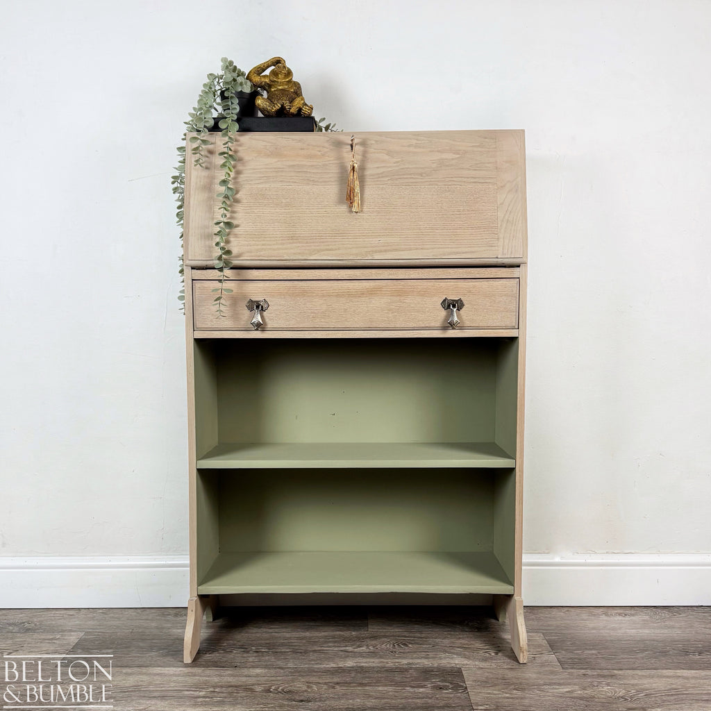 Oak Bookcase Bureau Desk with Shelving-Belton & Bumble