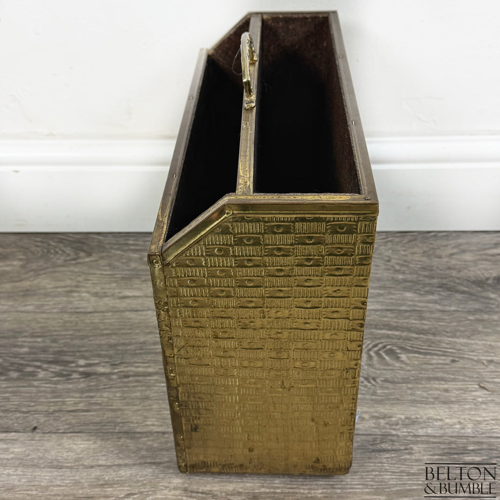 Vintage Brass Coaching Scene Magazine Rack by Lombard
