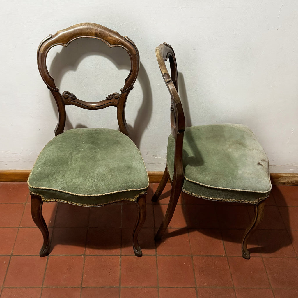 Pair of Victorian Balloon Back Chairs – Ready for Custom Commission-Belton & Bumble