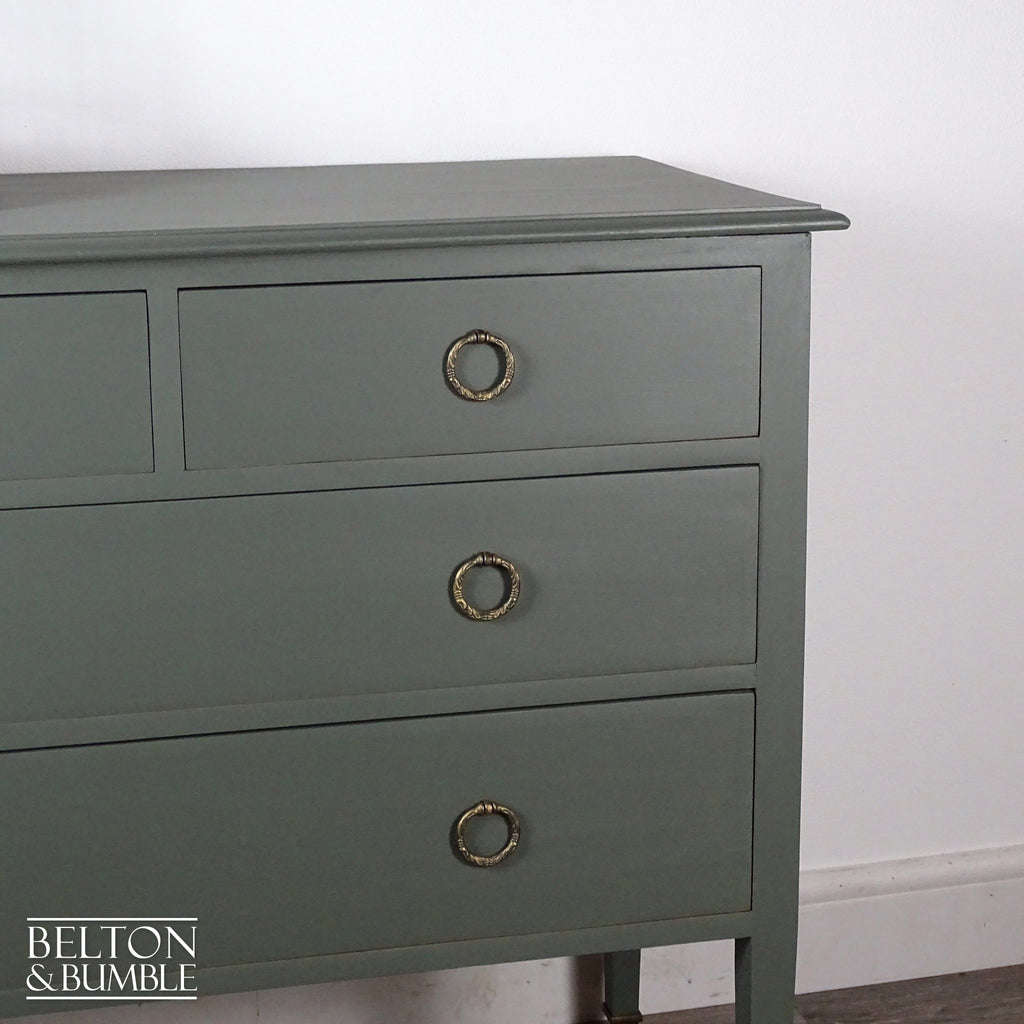 Four Drawer Mahogany Chest of Drawers in Green-Belton & Bumble