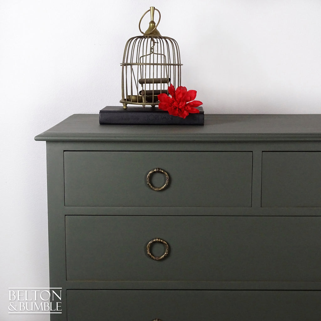 Four Drawer Mahogany Chest of Drawers in Green-Belton & Bumble