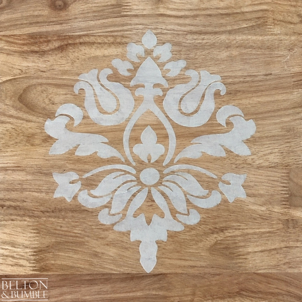 Large Solid Wood Cream Stencilled Coffee Table