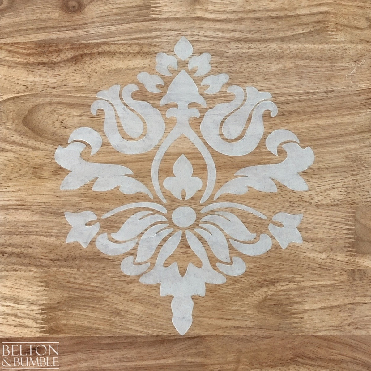Large Solid Wood Cream Stencilled Coffee Table