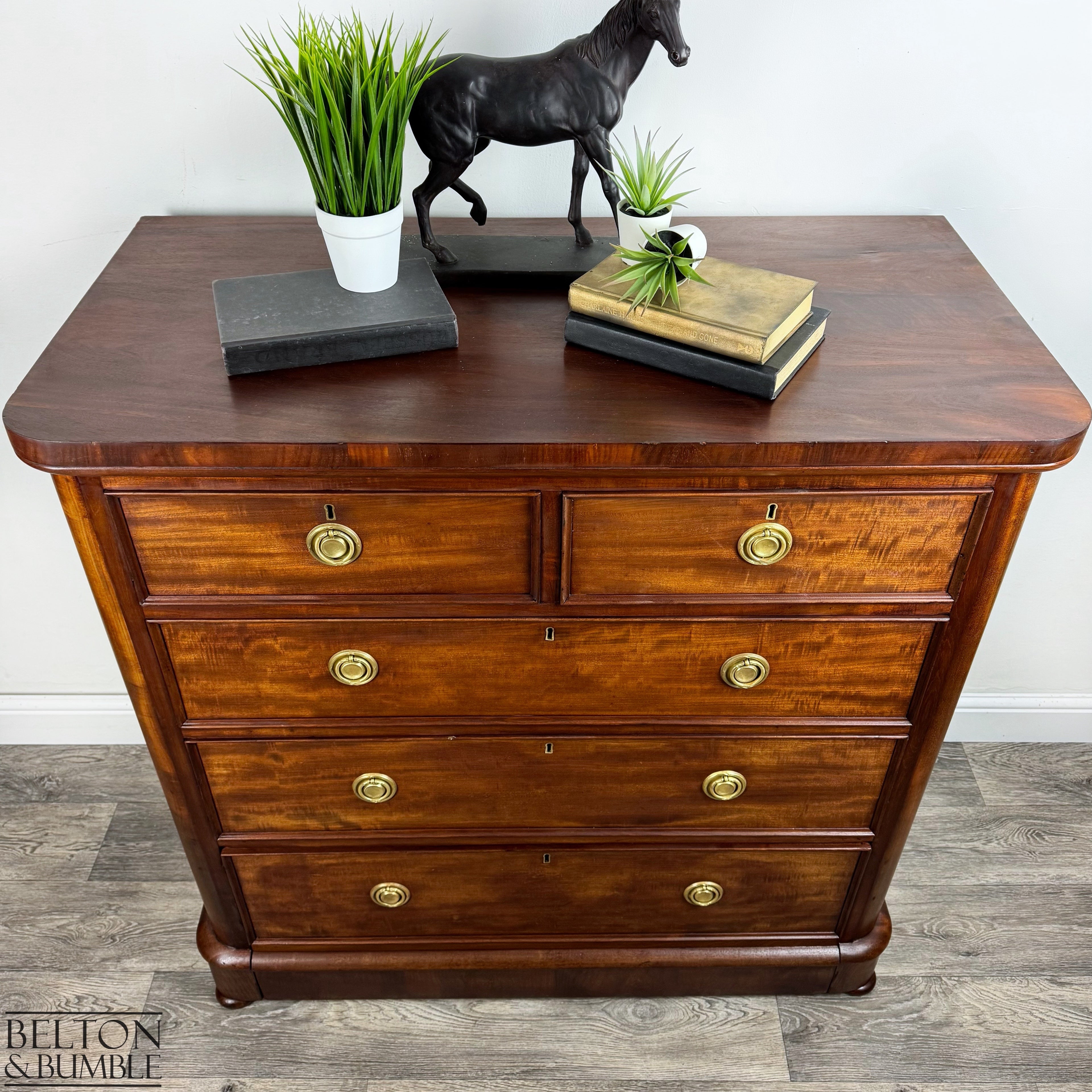 Victorian Mahogany Five Drawer Chest of Drawers-Belton & Bumble