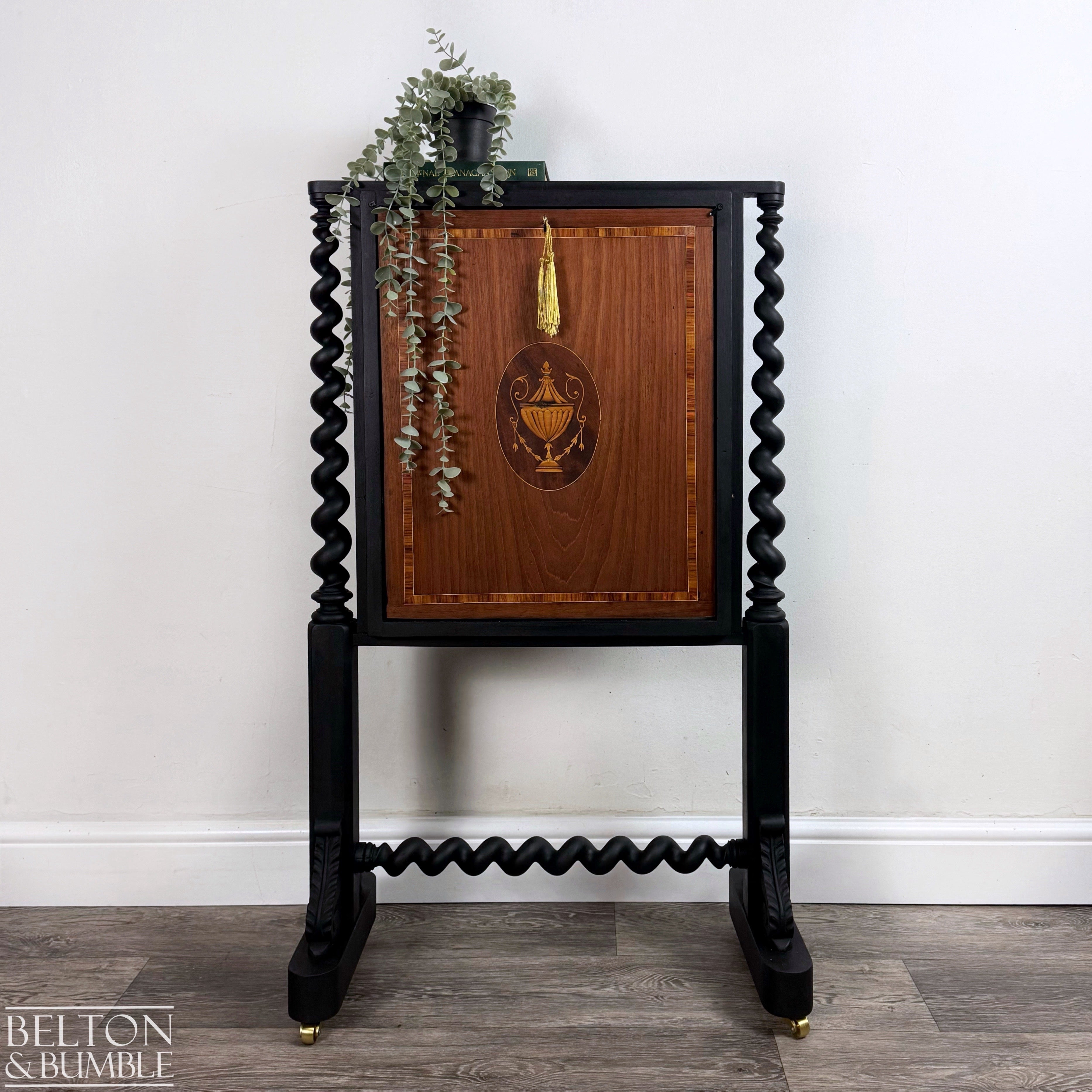 Hallway Desk Bureau in Black with Walnut Fall Front-Belton & Bumble