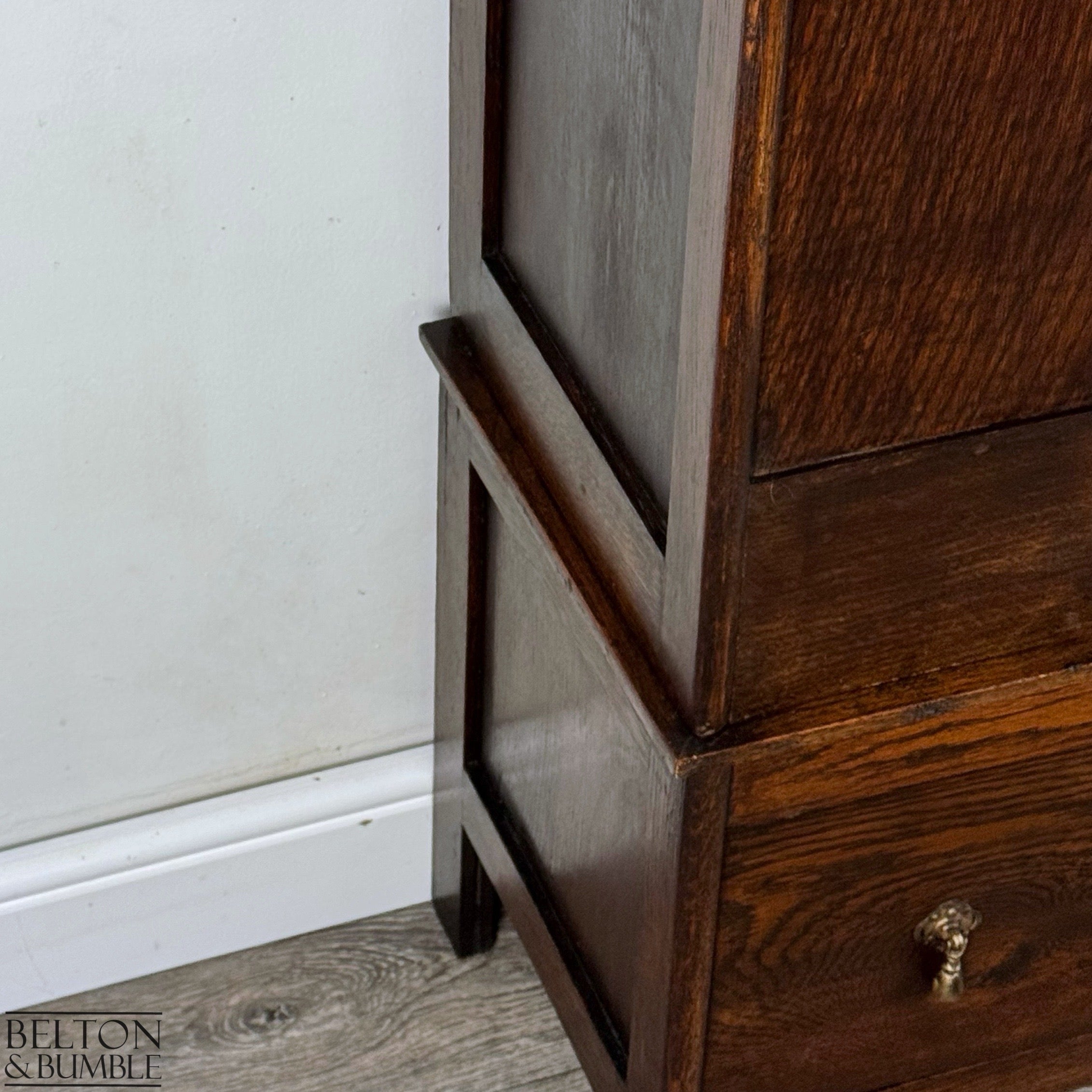 Oak Mirror Fronted Single Wardrobe Armoire-Wardrobe-Belton & Bumble