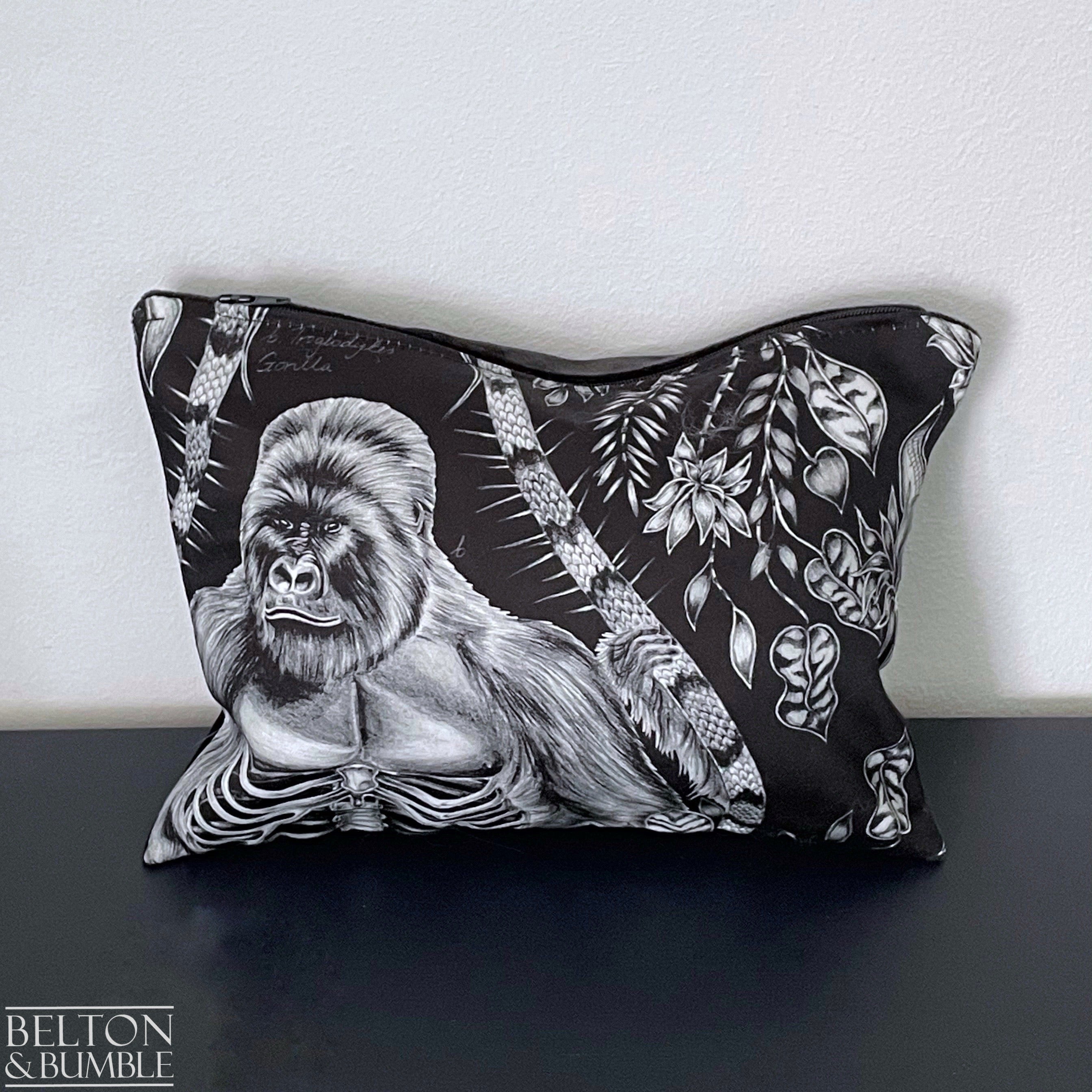 Handmade Make Up / Travel Toiletries Bag in “Silverback” Fabric by Emma Shipley-Belton & Bumble