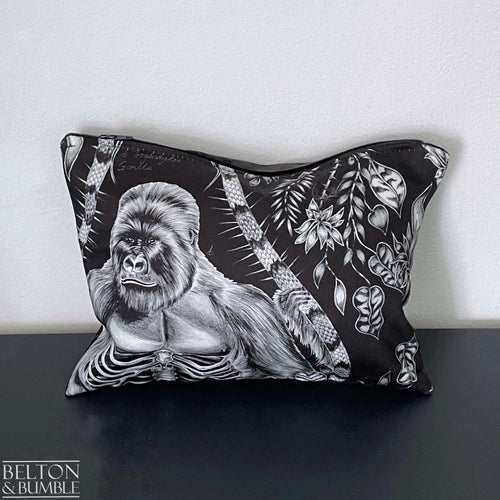 Handmade Make Up / Travel Toiletries Bag in “Silverback” Fabric by Emma Shipley-Belton & Bumble