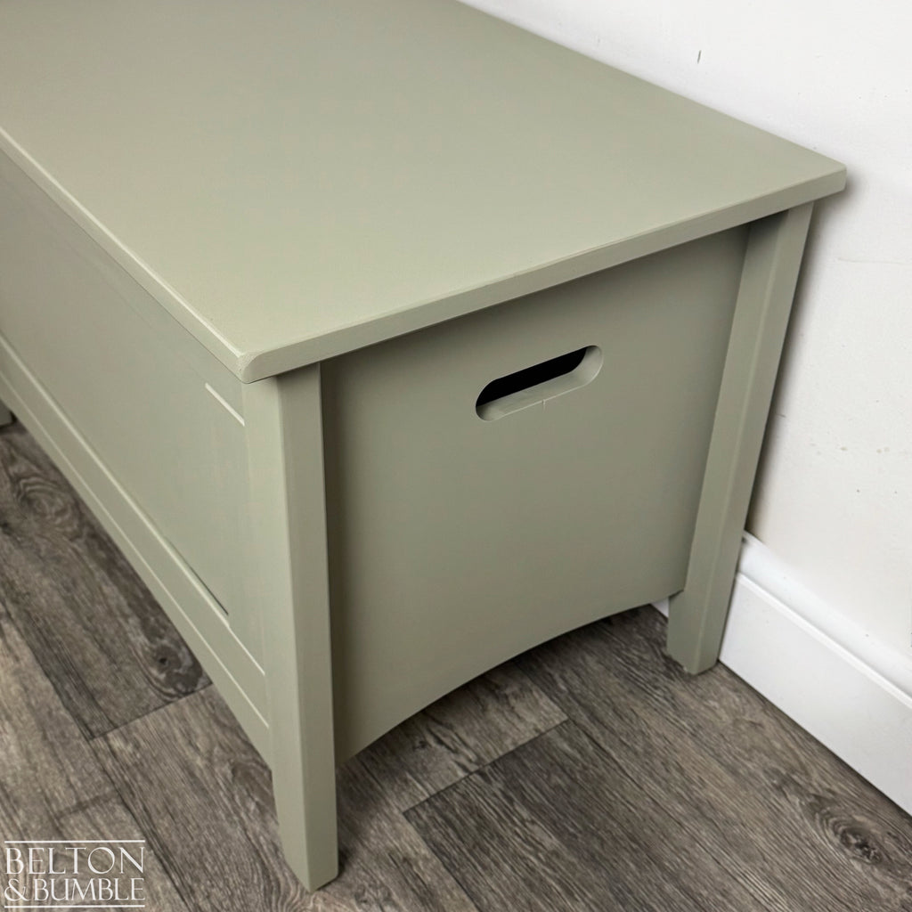 Pine Blanket Box in Lichen Green with Removable Cushion