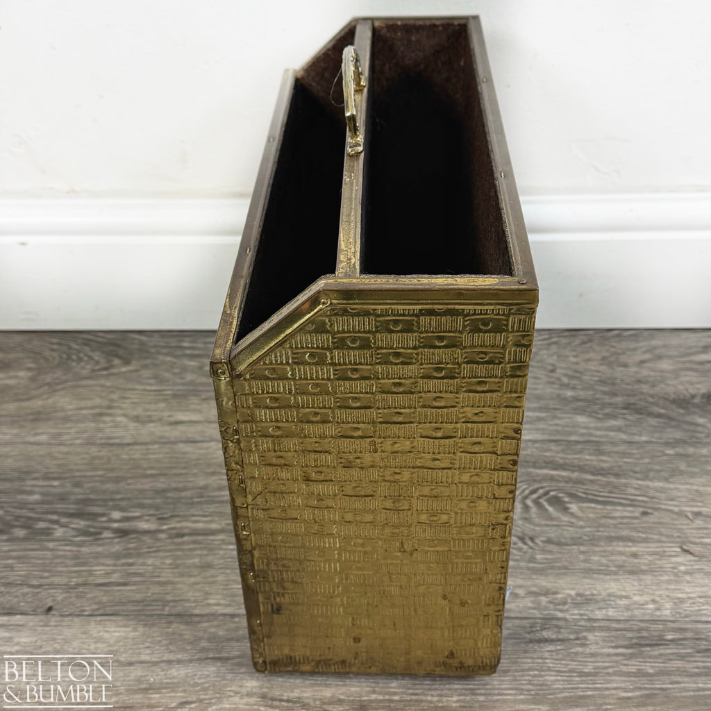 Vintage Brass Coaching Scene Magazine Rack by Lombard