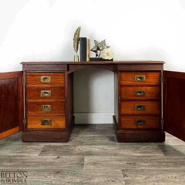 Vintage Mahogany Kneehole Desk with Hidden Drawers-Belton & Butler