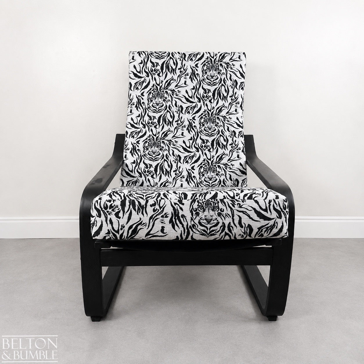 Monochrome Rocker Chair with Tiger Print