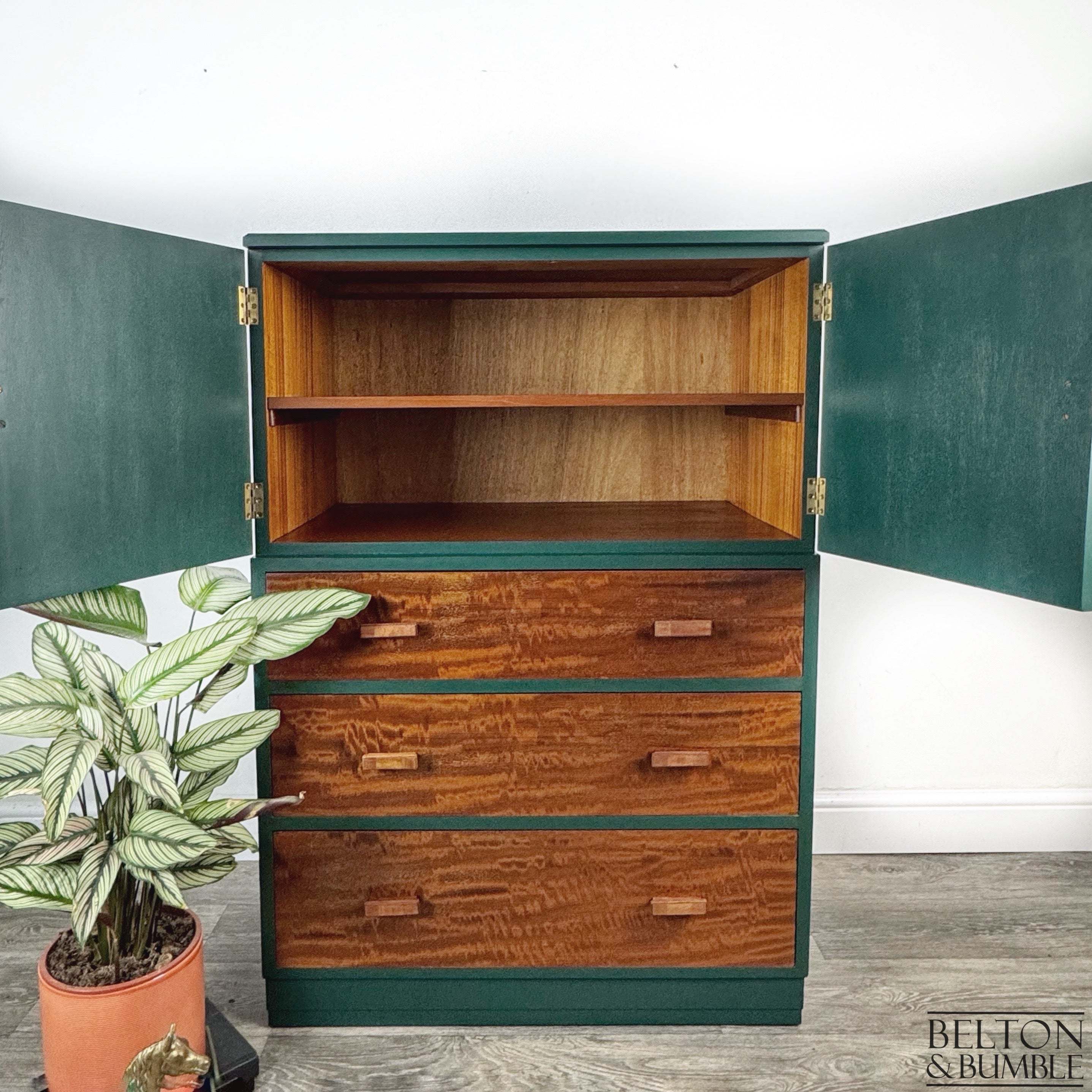 Linen Press Storage Cupboard in Green-Belton & Bumble