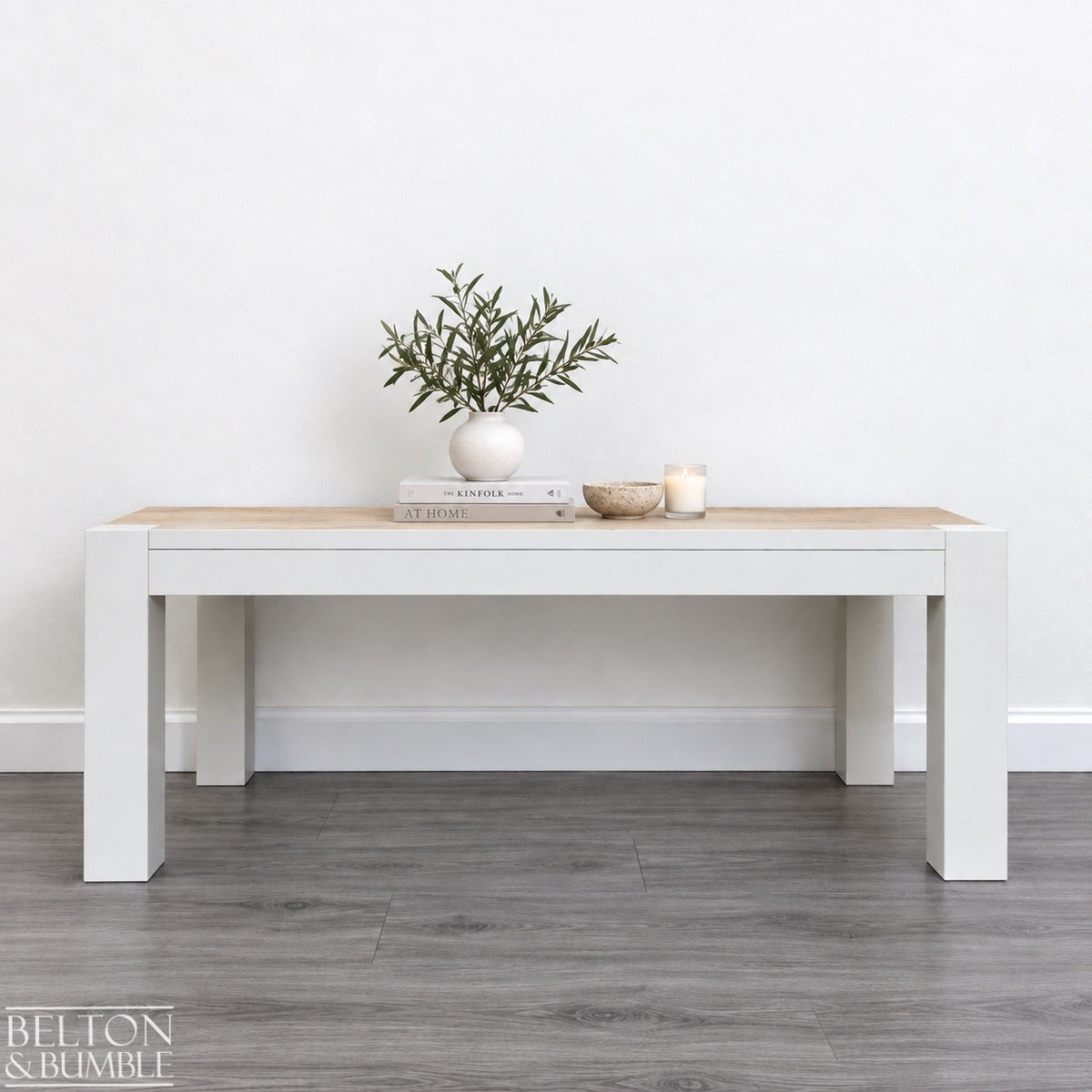Large Solid Wood Cream Stencilled Coffee Table