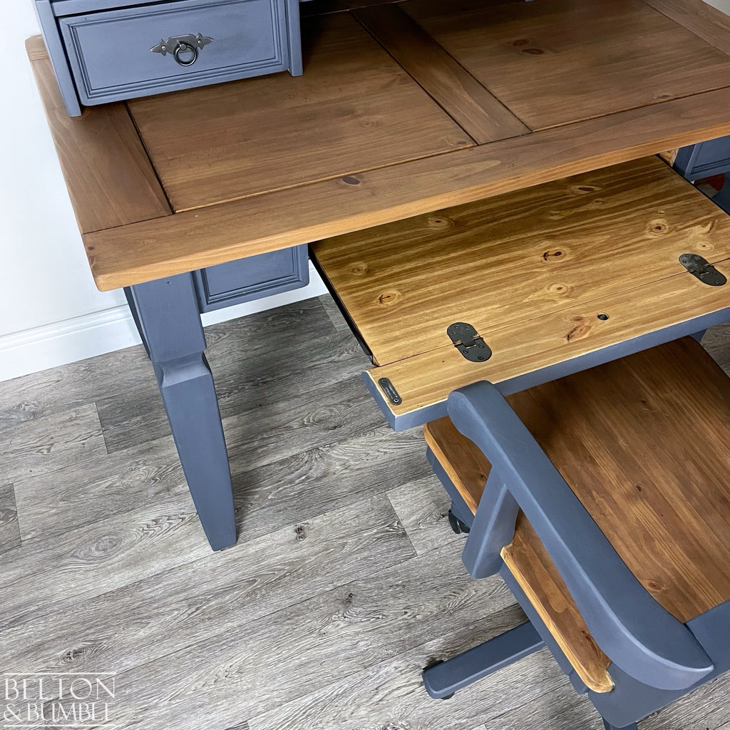 Vintage Pine Computer Office Desk and Chair-Belton & Bumble