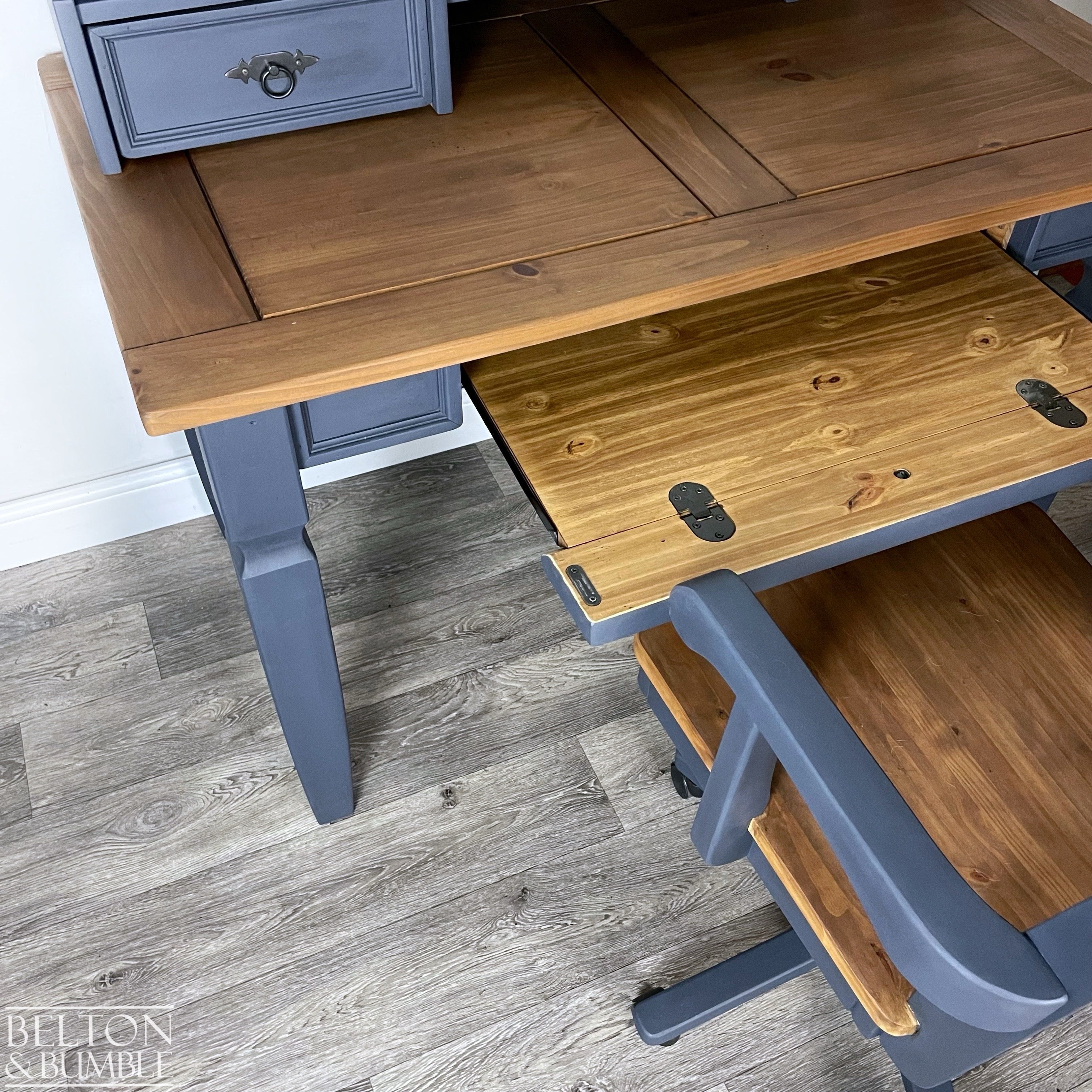Vintage Pine Computer Office Desk and Chair-Belton & Bumble