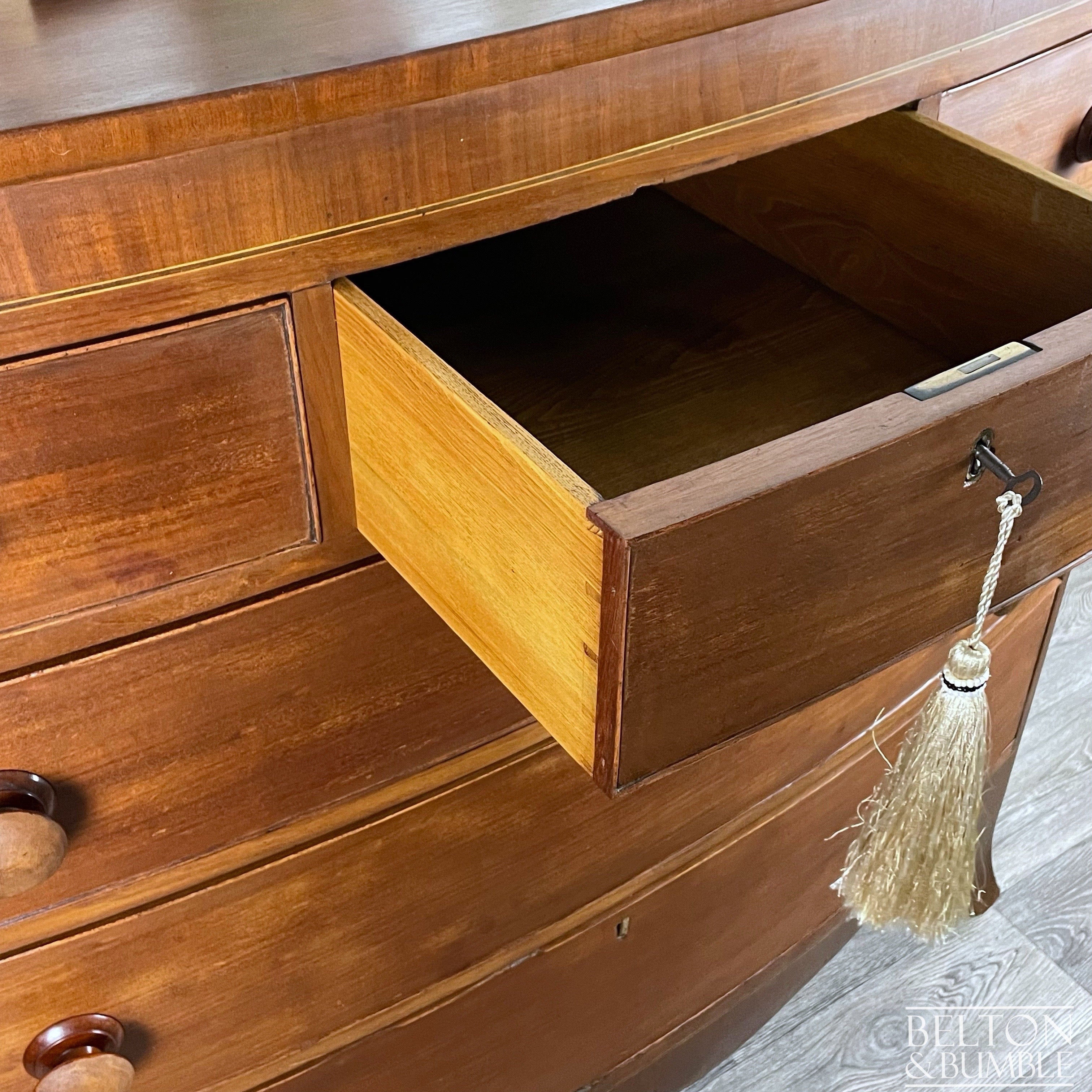 Victorian Bow Fronted Five Drawer Chest of Drawers-Belton & Bumble