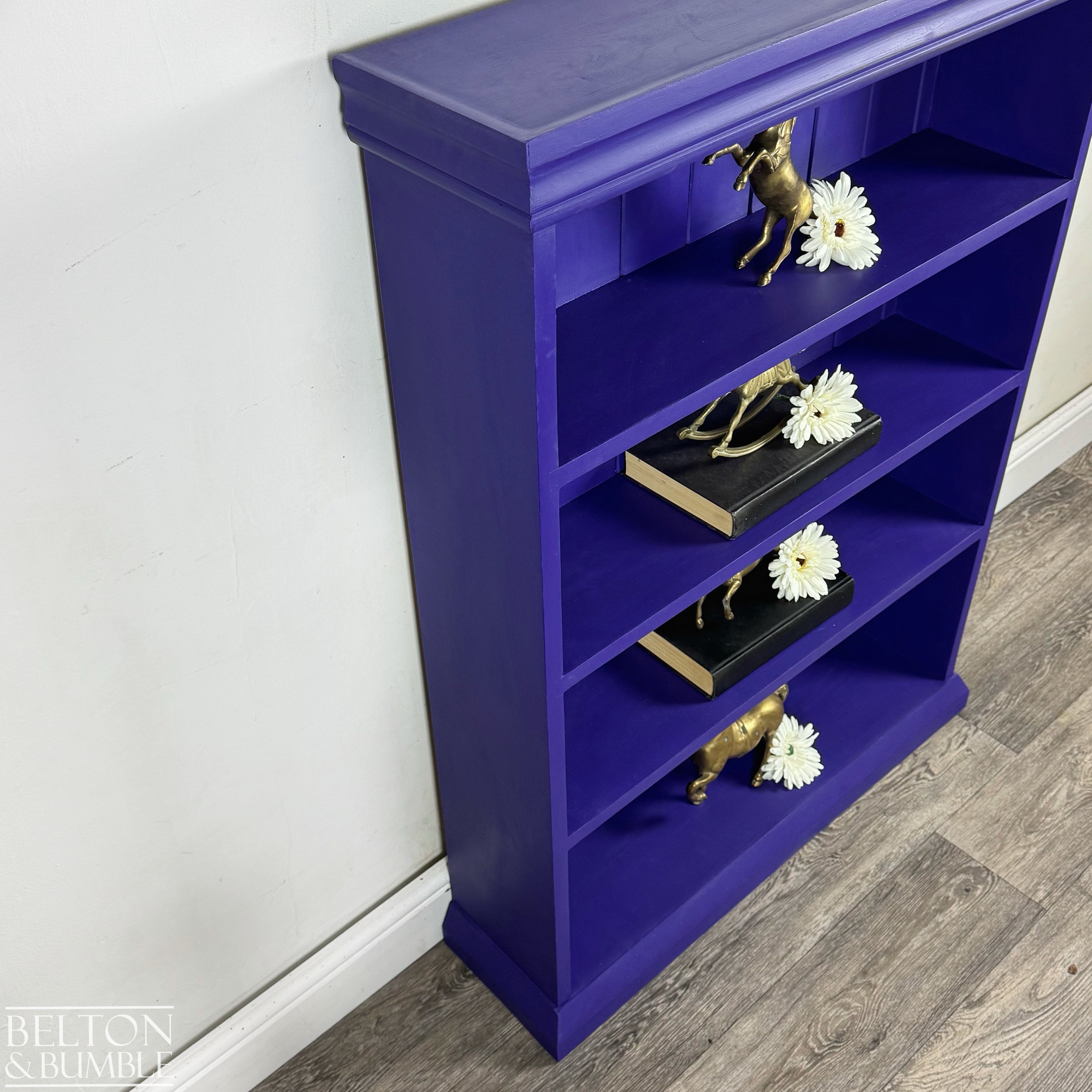 Freestanding Pine Bookcase in Amethyst Purple