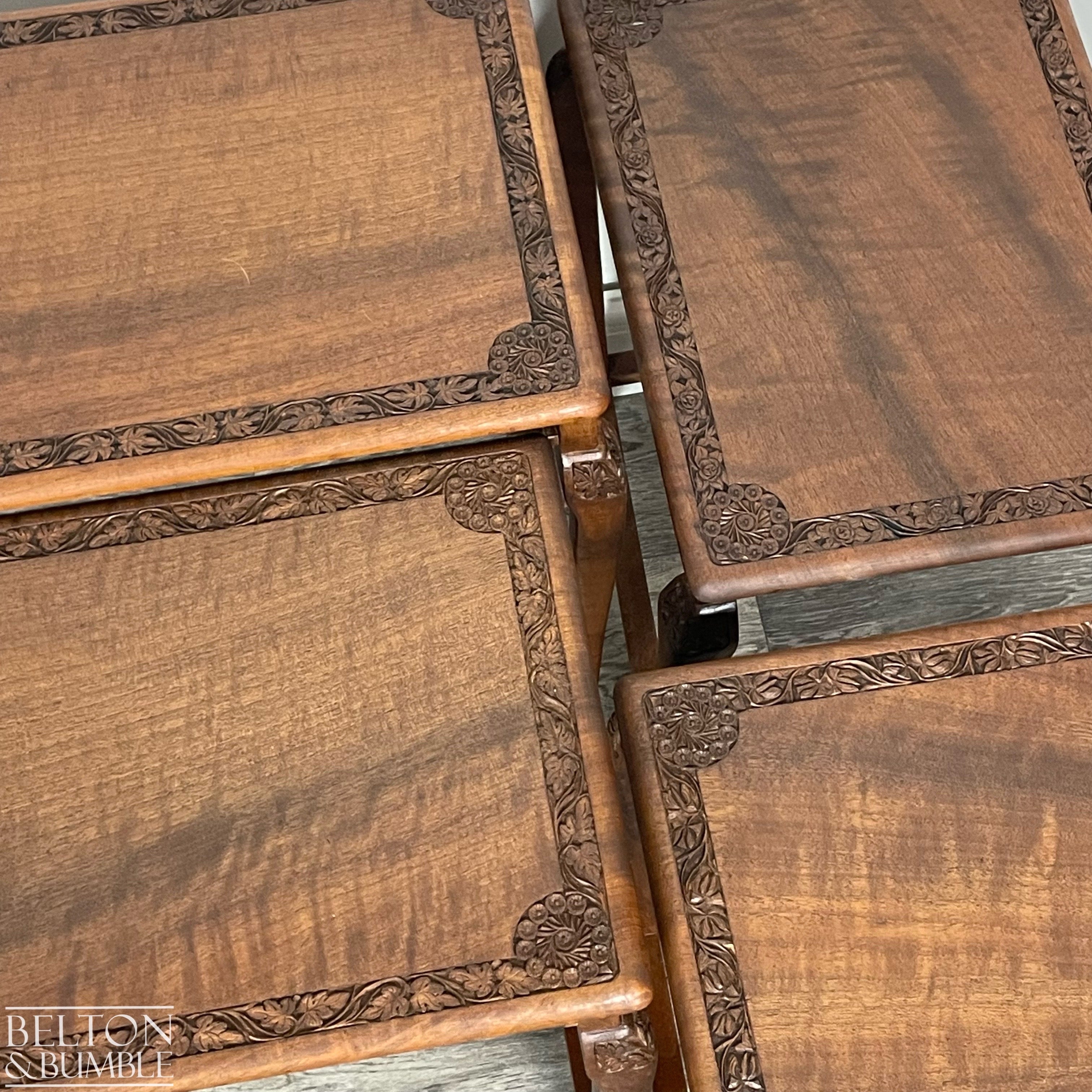 Set of Four Ornate Nesting Tables with Drawer Detail-Belton & Bumble
