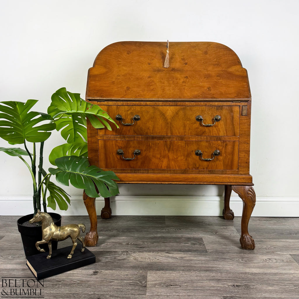 Burr Walnut Bureau Writing Desk-Belton & Bumble