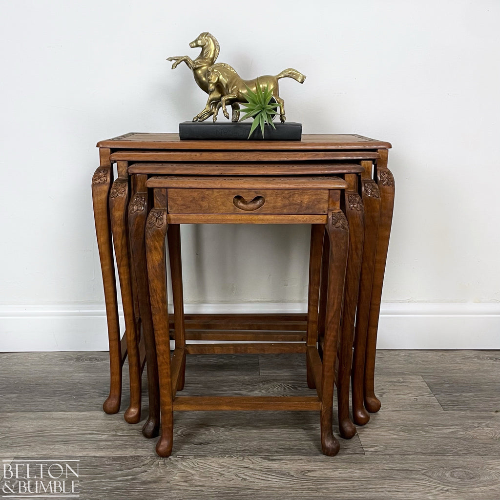 Set of Four Ornate Nesting Tables with Drawer Detail-Belton & Bumble