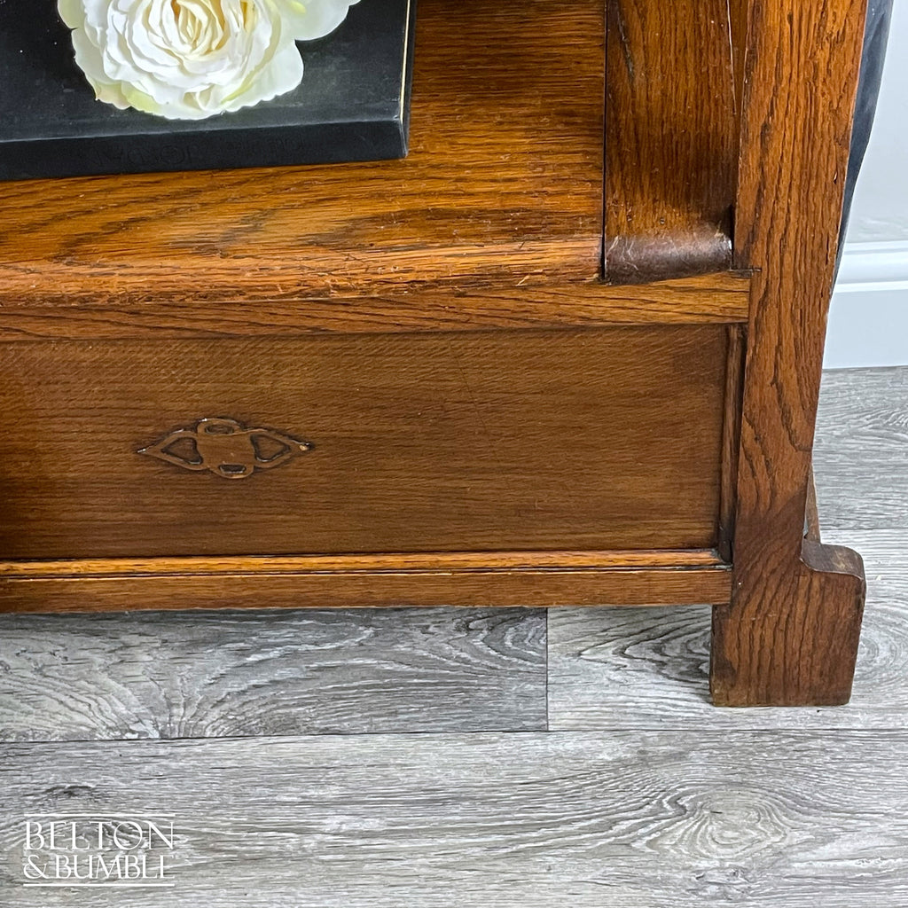 Oak Hallway Stand With Mirror, Coat Hooks, Umbrella Holders, And Lift Lid Storage Bench-Belton & Bumble