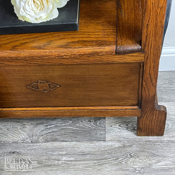 Oak Hallway Stand With Mirror, Coat Hooks, Umbrella Holders, And Lift Lid Storage Bench-Belton & Butler