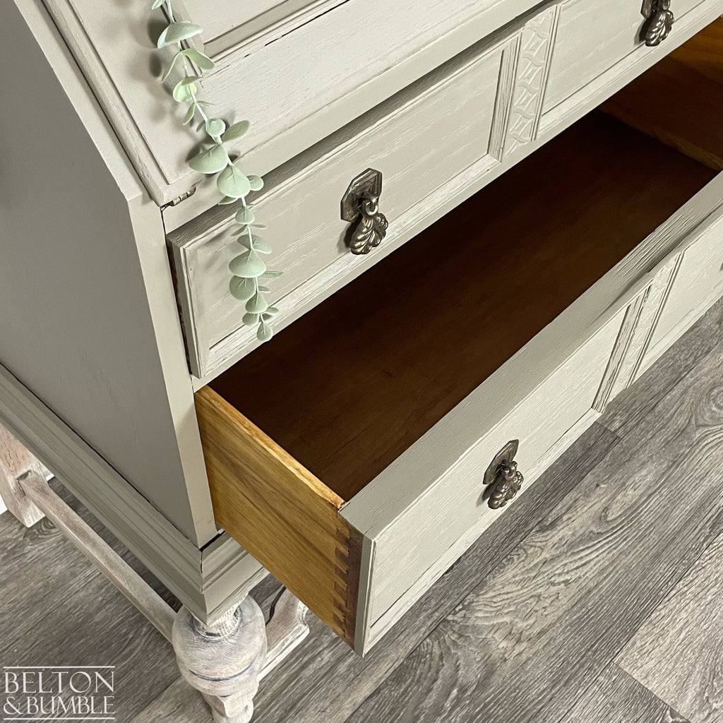 Oak Writing Desk Bureau in Green Grey-Bureau-Belton & Bumble