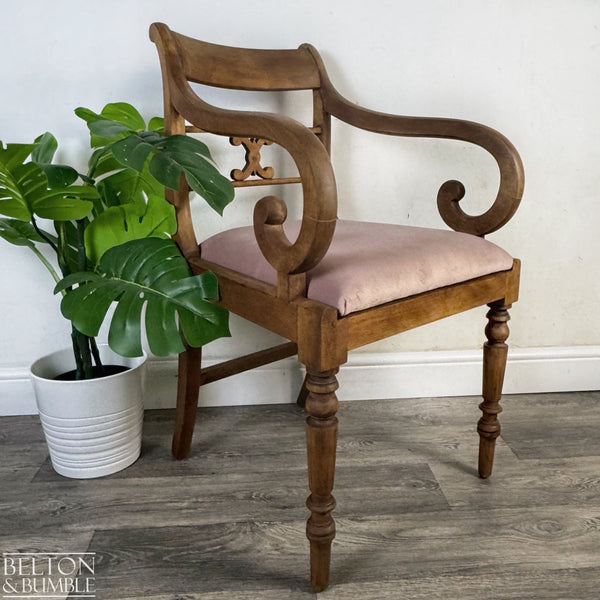 Vintage Scroll-Arm Accent Chair