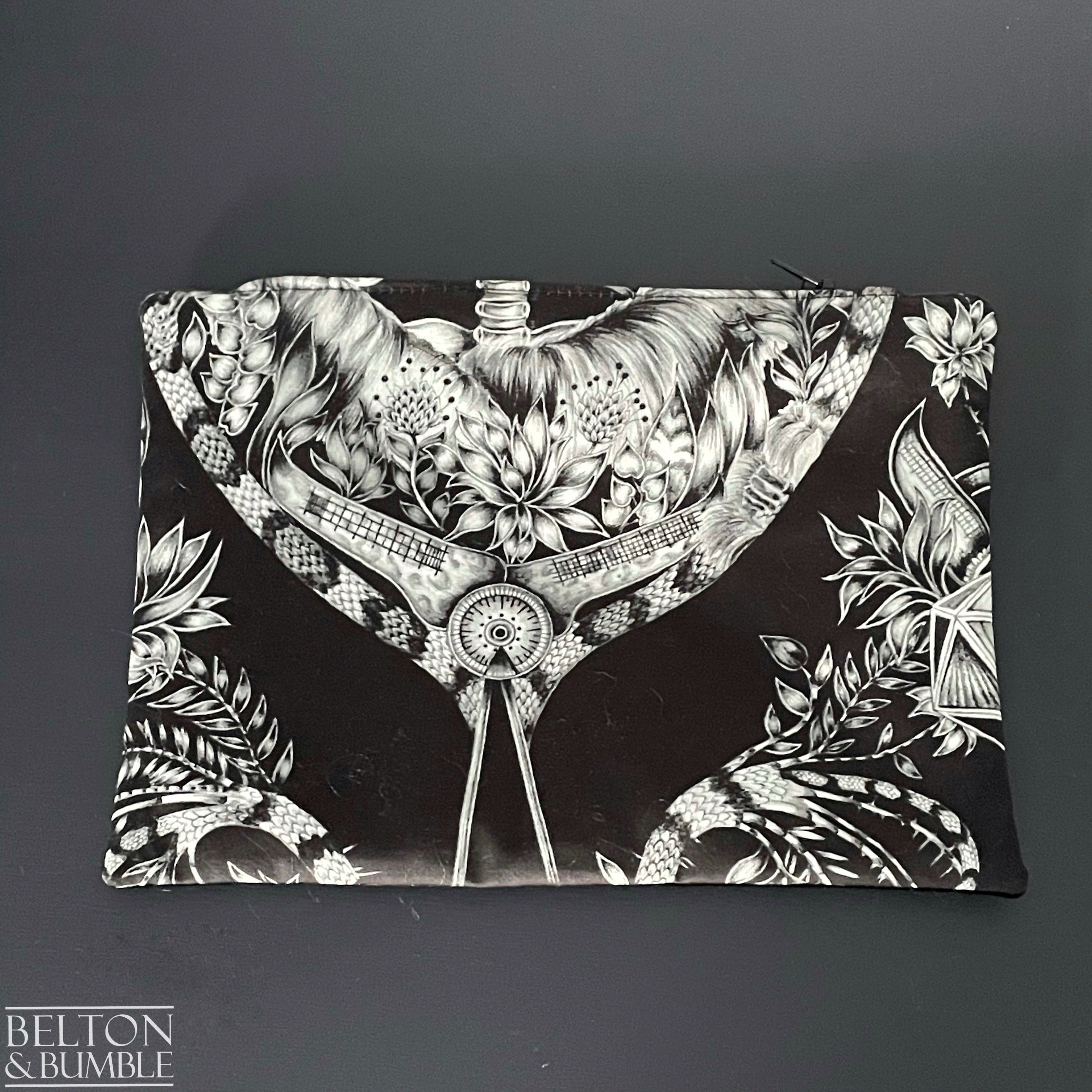 Handmade Make Up / Travel Toiletries Bag in “Silverback” Fabric by Emma Shipley-Belton & Bumble