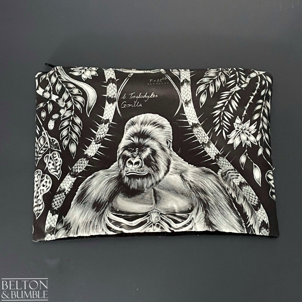 Handmade Make Up / Travel Toiletries Bag in “Silverback” Fabric by Emma Shipley-Belton & Bumble