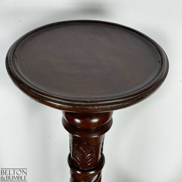 Vintage Solid Wood Carved Torchere Plant Stand / Pedestal